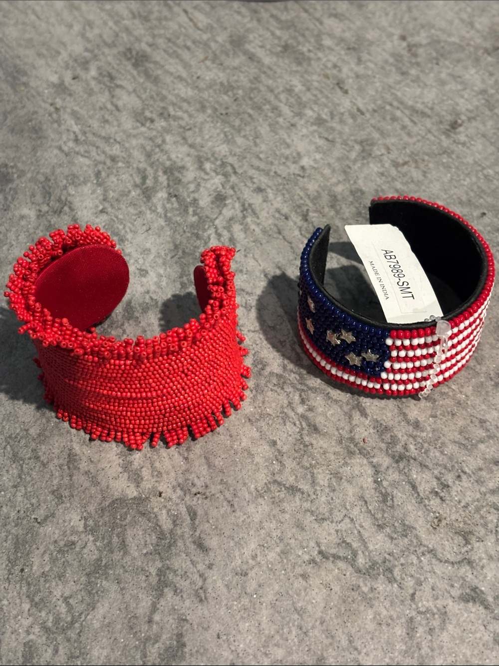 New Handcrafted Red Beaded Cuff Bracelets Jewelry Set Lot NWT ICON COLLECTION